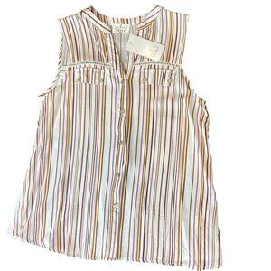 NWT Ember Sleeveless Button-Down Striped Top Sz M #47L